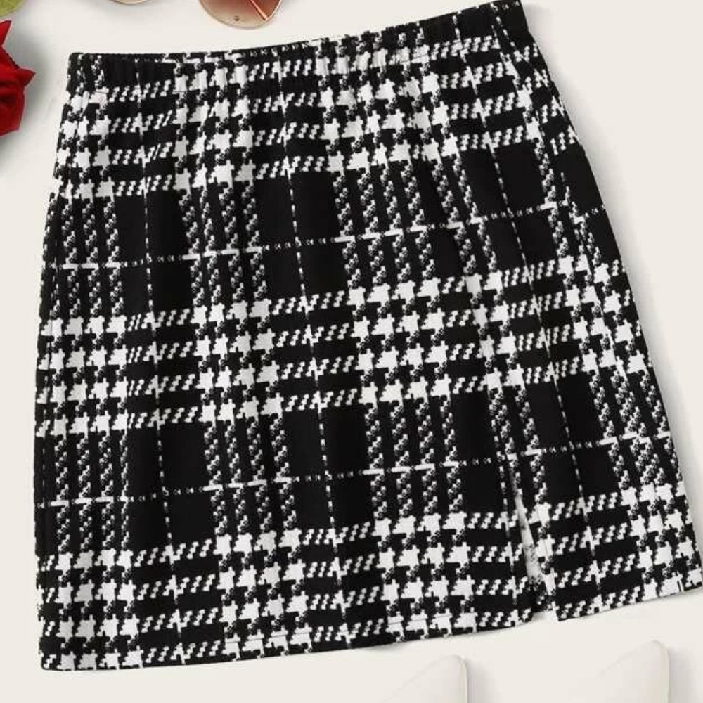 Plaid A-line mini skirt